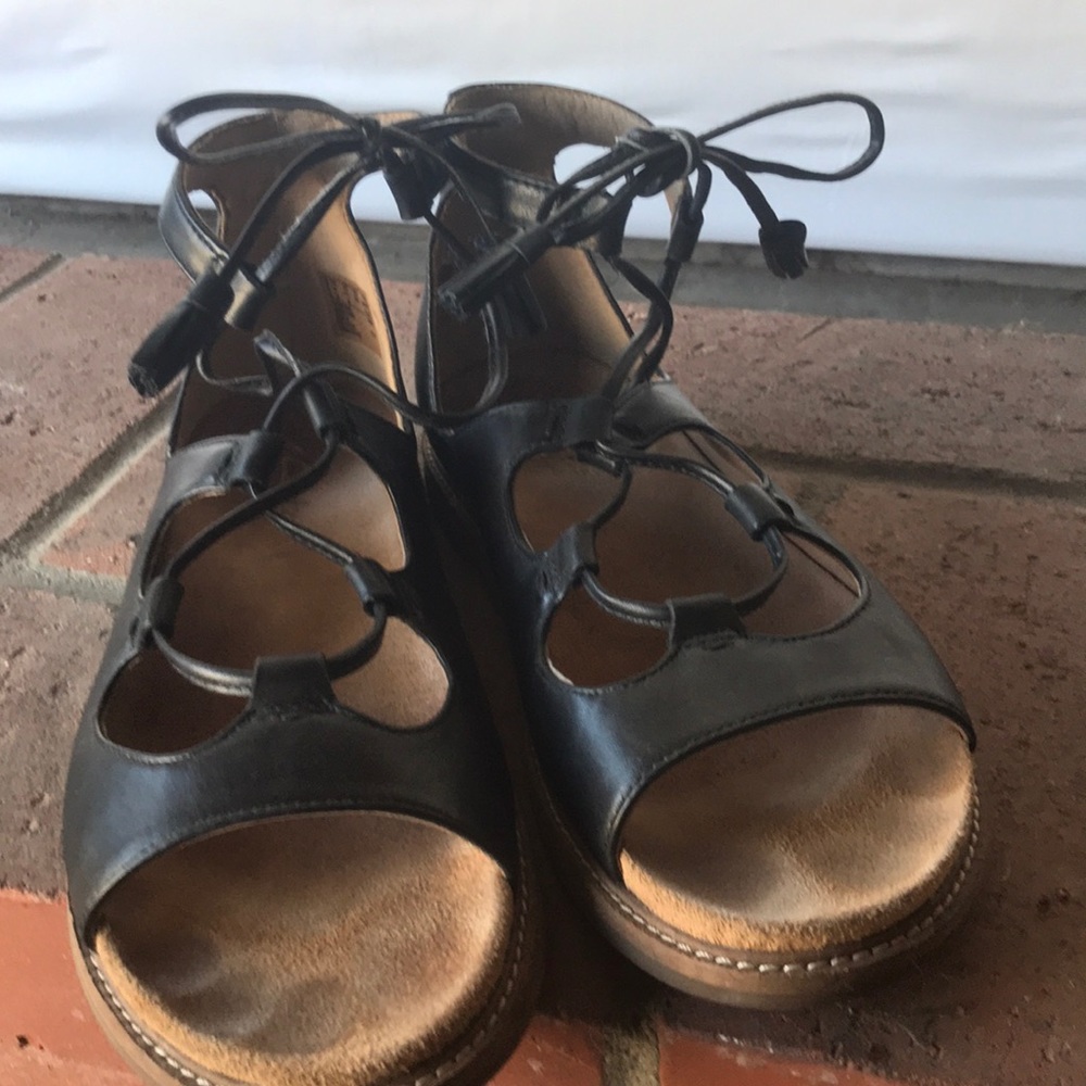 Black Leather Gladiator Sandals